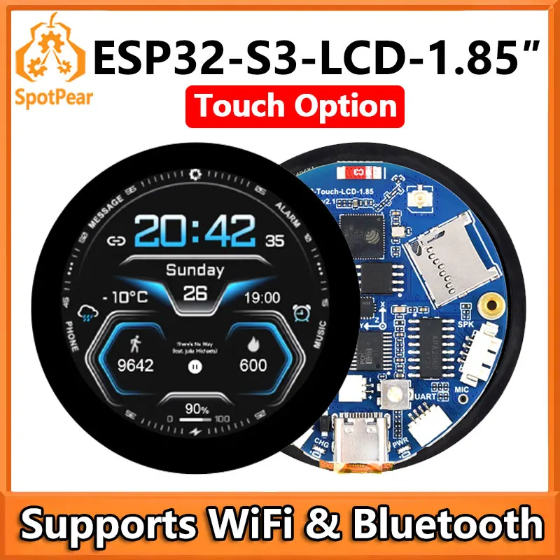 Waveshare ESP32-S3 1,85-Zoll-Touch-LCD-Option ESP32 mit 1,85-Zoll-IPS-Display 360×360 Unterstützt WLAN und Bluetooth