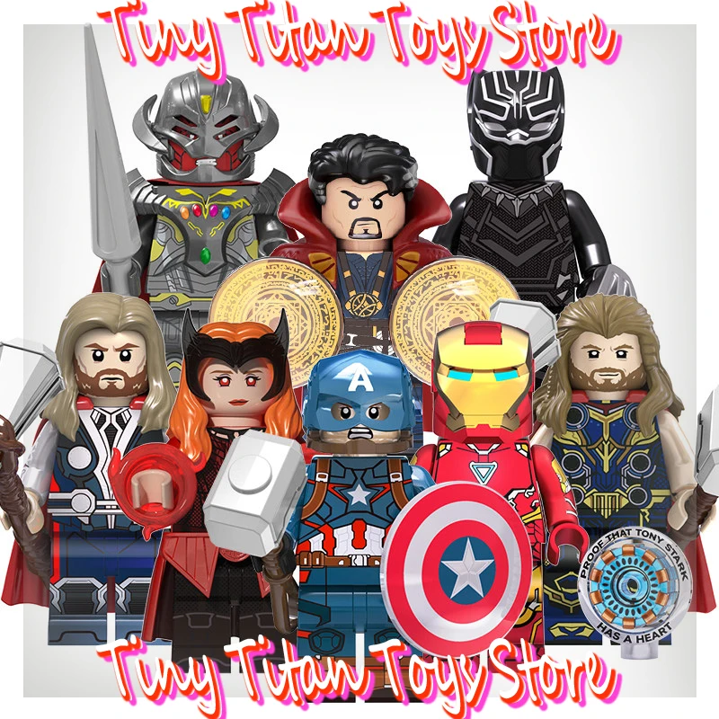 Heißer Superheld Bausteine Spielzeug Iron Man Black Panther Doctor Strange Thor Captain America Ultron Klassische Kinder Überraschung Geschenk