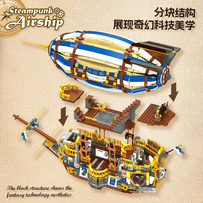 

JIESTAR JJ9126 Airship Steampunkk Model DIY Toys Building Blocks Creative Series Boys' Holiday Gifts 3272Pcs