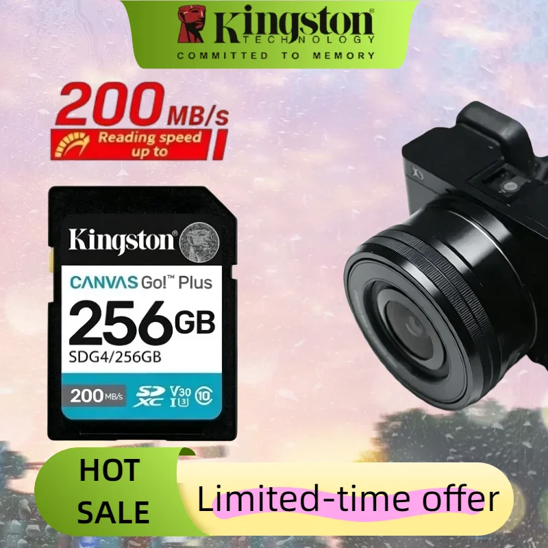 Kingston 64GB 128GB 256GB 512GB SD Card Canvas Go Plus memory card Class10 U3 V30 Cartao de SDXC 4K video Carte sd for Camera