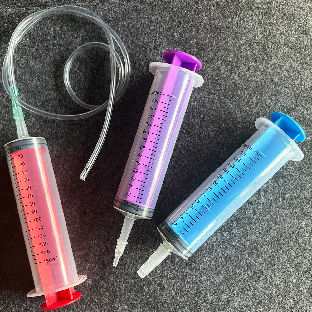 150ml Colorful Large-Capacity Syringe with Hose, Multi-Purpose Tool for Pet Feeding / Ink Filling / Oil Extraction / Enema / Laboratory Use