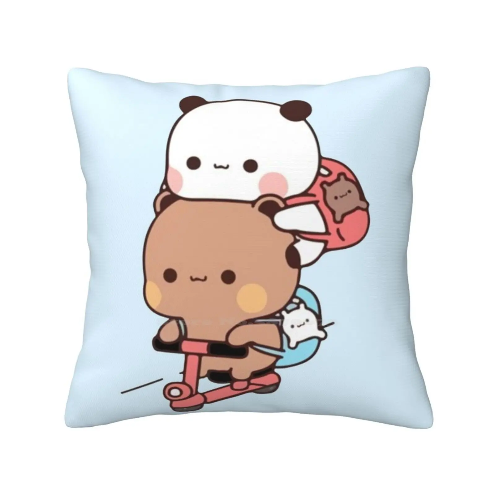 

Panda And Brownie Bear Couple Bike Riding Soft Comfortable Pillowcase Cute Colorful Baby Bears Baby Panda Cute Panda Bear Panda