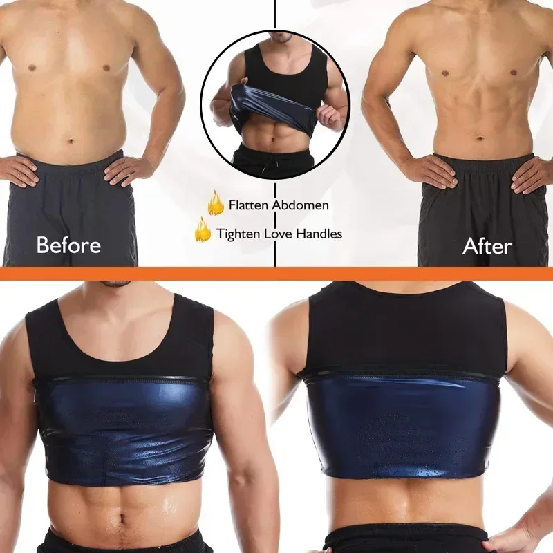 Men Sauna Suit Body Shaper Shirt lose Weight Vest Waist Trainer Corset Slimming Sweat Tops Workout Suits Fitness gym Shapewear