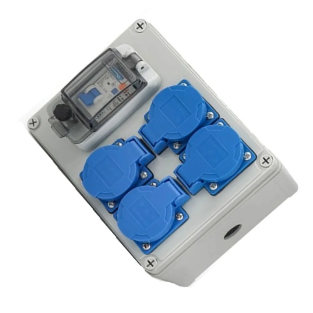 IP54 Wall Distributor 250V16A Construction Power Distributor With For 1p N FI Switch IP67 Transparent ABS Case Weatherproof