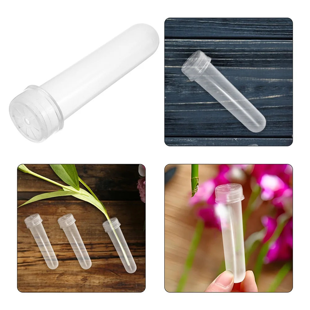 20 قطعة من أنابيب المياه الزهرية أصحاب الزهور البلاستيكية الشفافة لترطيب جذع الورد بلوم صيانة النضارة زهرة النمو