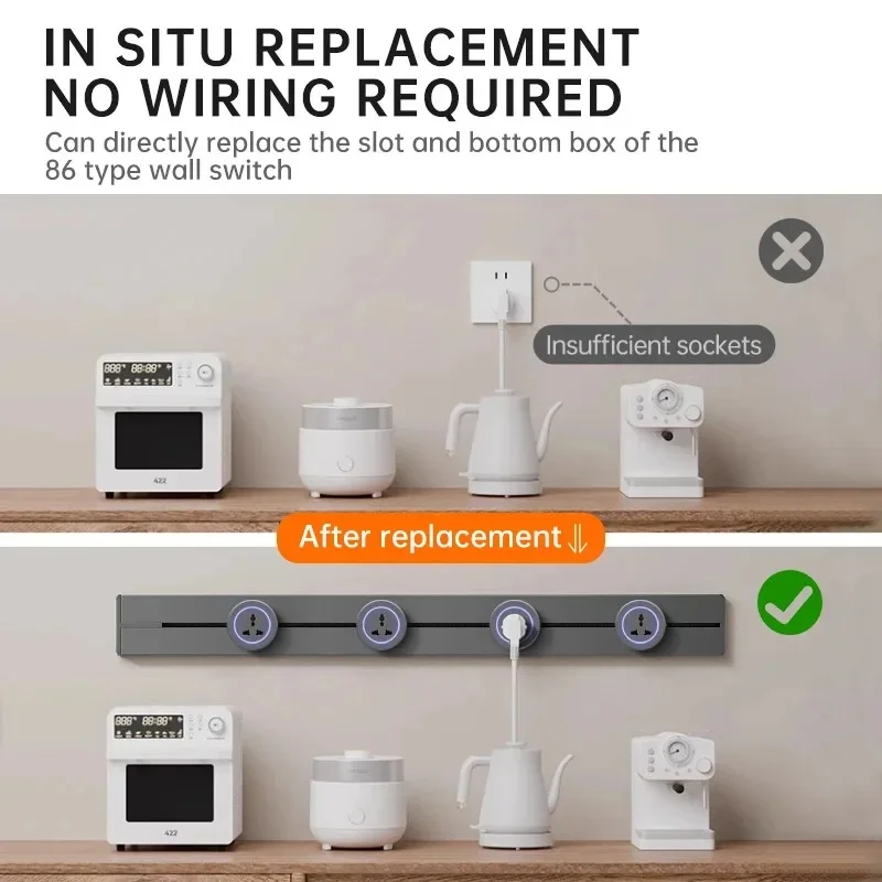 30CM/40CM/50CM Brazil/Russian/Israel/Italy Track Socket Wall Power Rail Movable Adapter Plug Sockets8000W EU US UK Standard USB view 3