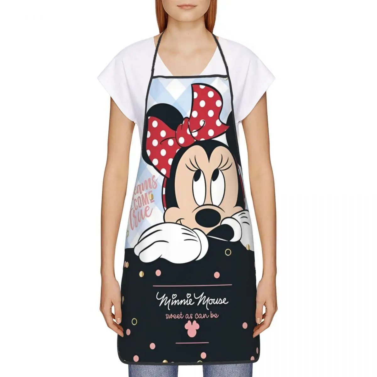 Cartoon Cute Minnie Mickey Mouse Polyester Apron 52*72cm Kitchen Cuisine Bib Tablier Florist Artisan Pinafores for Unisex Chef