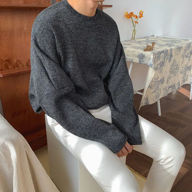 

Autumn Sweaters Men Pullover Fashion O-Neck Slim Sweater Knitwear Jumper Male Solid Long Sleeve Knitted Pullover Tops G49