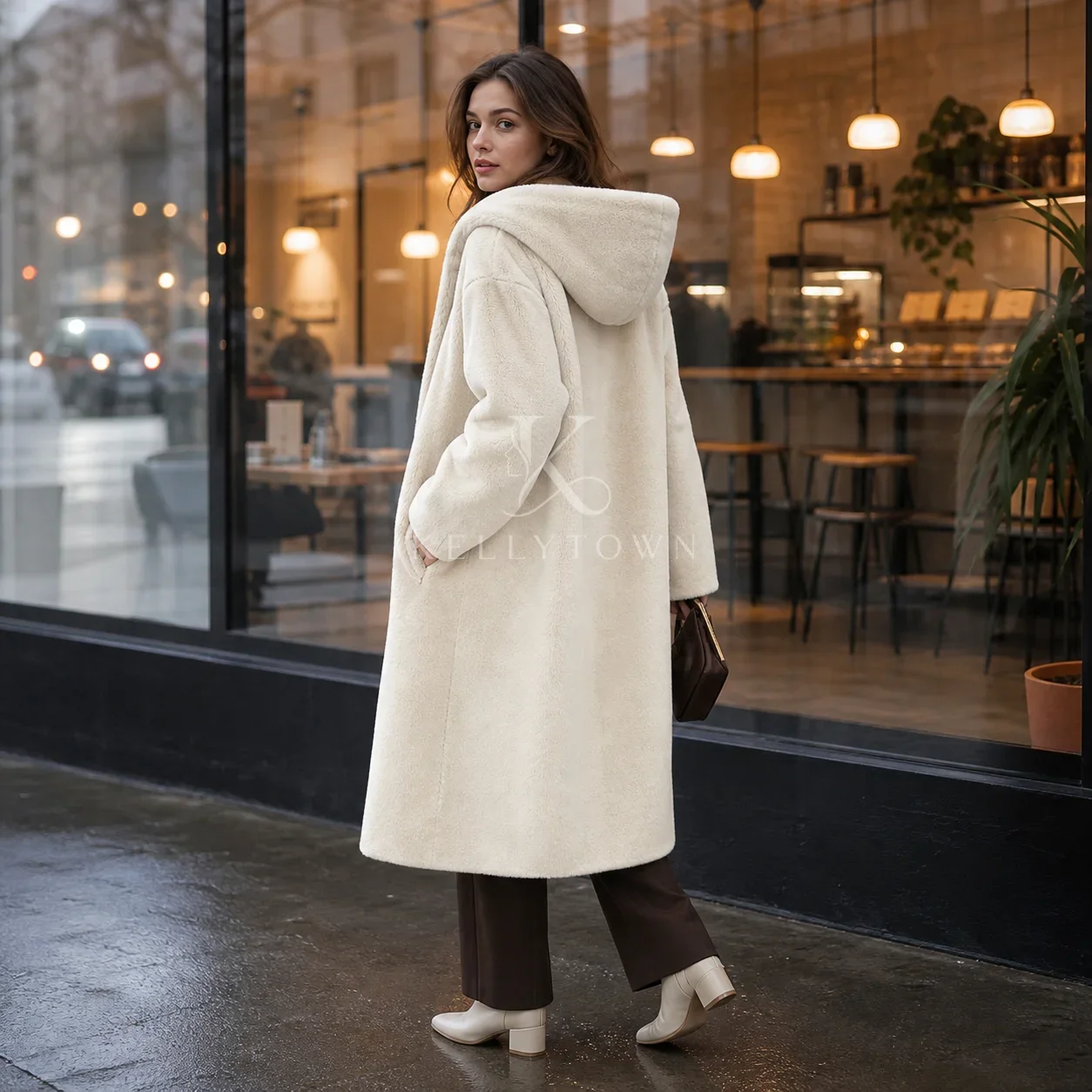 Women Fall Winter Faux Fur Hooded Coat Solid Long Fluffy Outerwear Overcoat Fashion Pocket Thick Furry Warm пальто женское