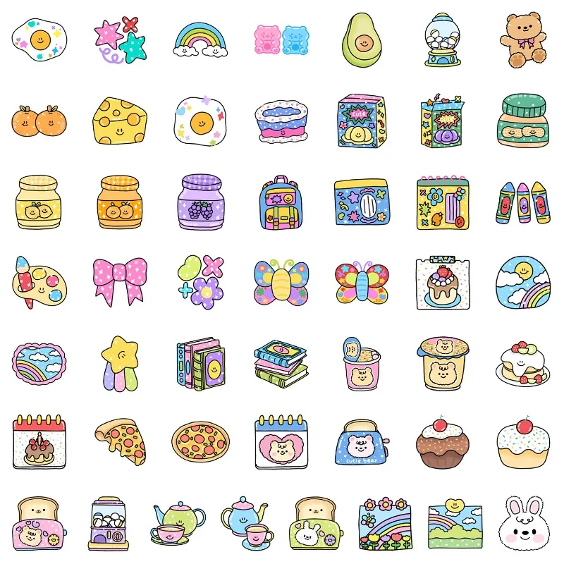 50개 만화 성격 반짝이는 창조적 낙서 장식 스티커