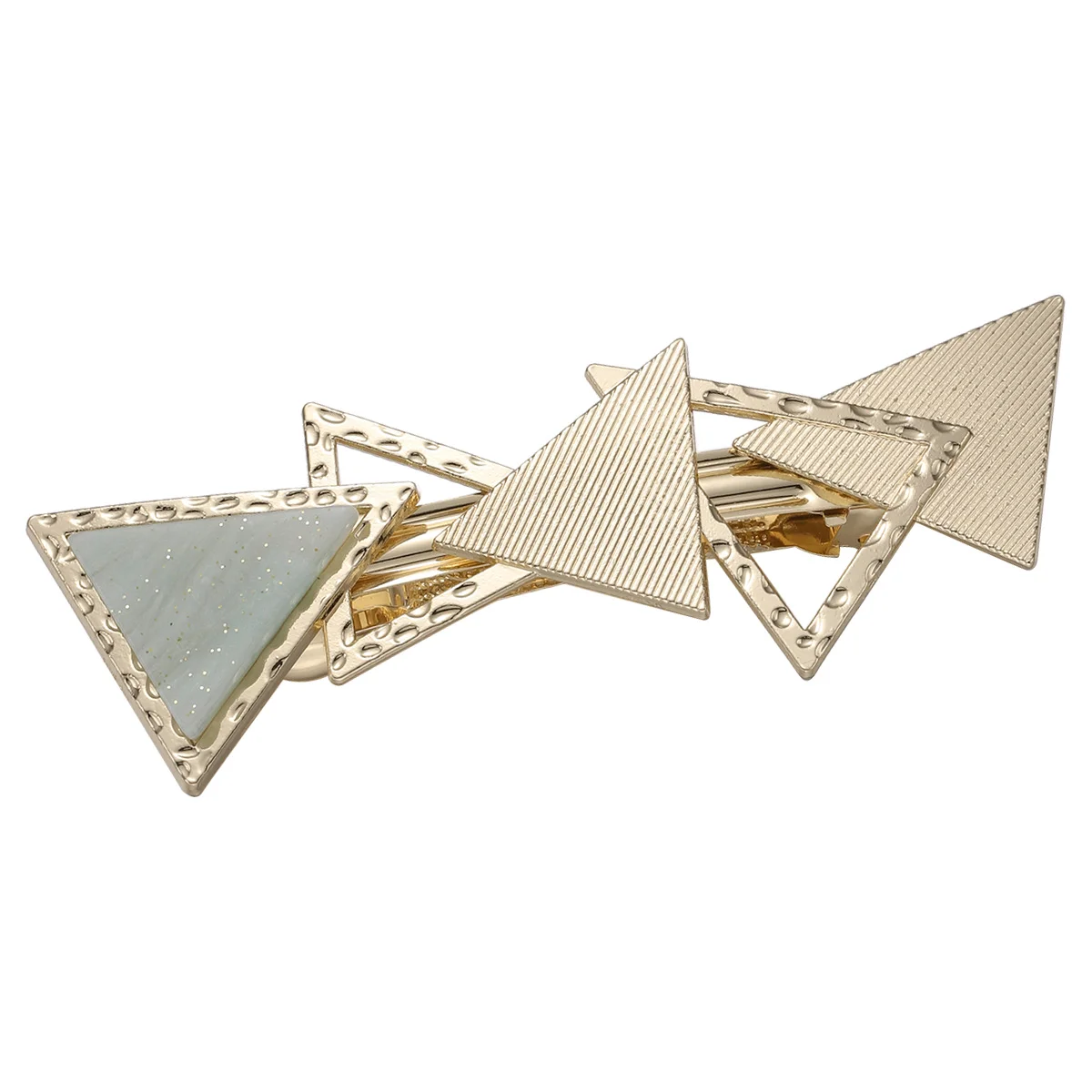 Light Green Hair Clip Women Spring Hollow Out Exquisite Triangle Barrette Party