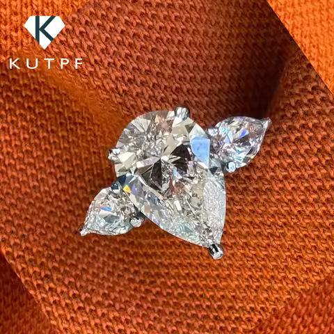 1/2/3/6Carat Pear Cut Moissanite Diamond Engagement Rings for Women 925 Sterling Silver 3-stone Waterdrop Shape Wedding Ring