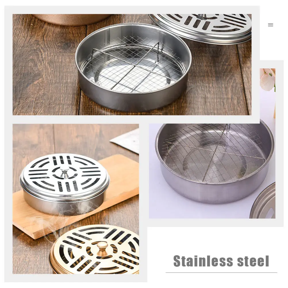 

4Pcs Stainless Steel Hollow Burner Round Smoke Venting Incense Holder for Bedroom Living Room Balcony Fireproof