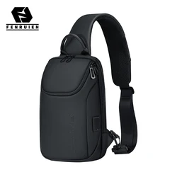 Torba Crossbody Fenruien dla mężczyzn wodoodporna torba USB torby listonoszki męska krótka wycieczka torba na klatkę piersiową pasuje do Cal 9.7 iPad