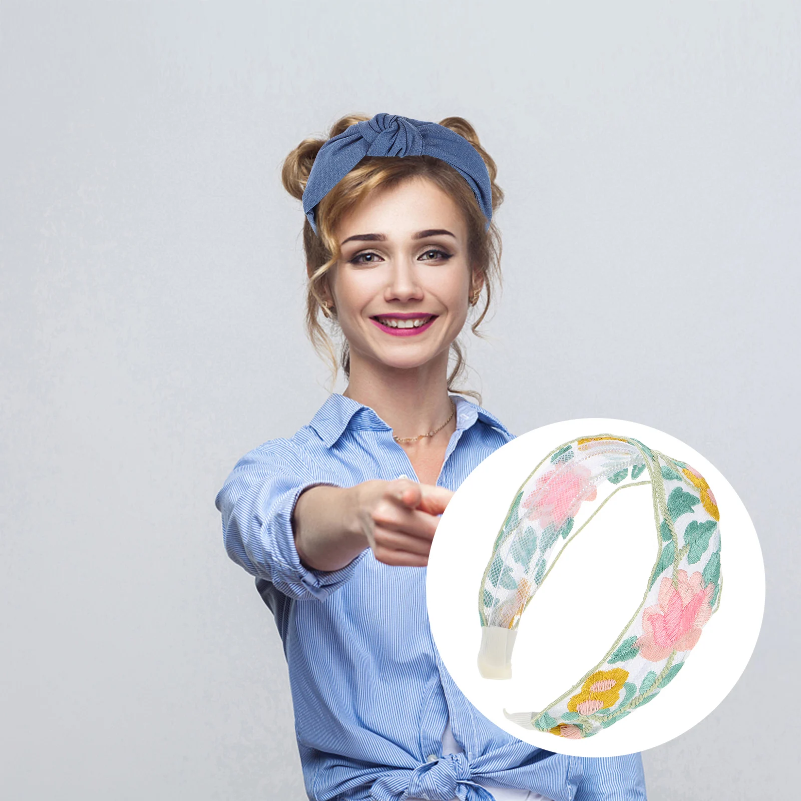 

Denim Headb for Women Girls Blue Knotted Stylish Comfortable Hair Accessories Wide Knot Multifunctional Jean