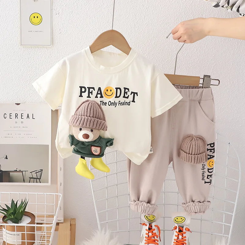 Boys Clothes Sets Summer 2024 Children Cotton T-shirts Pants 2pcs Cute Suit For Baby Tracksuits Kids Jogging Outfits Toddler 5Y