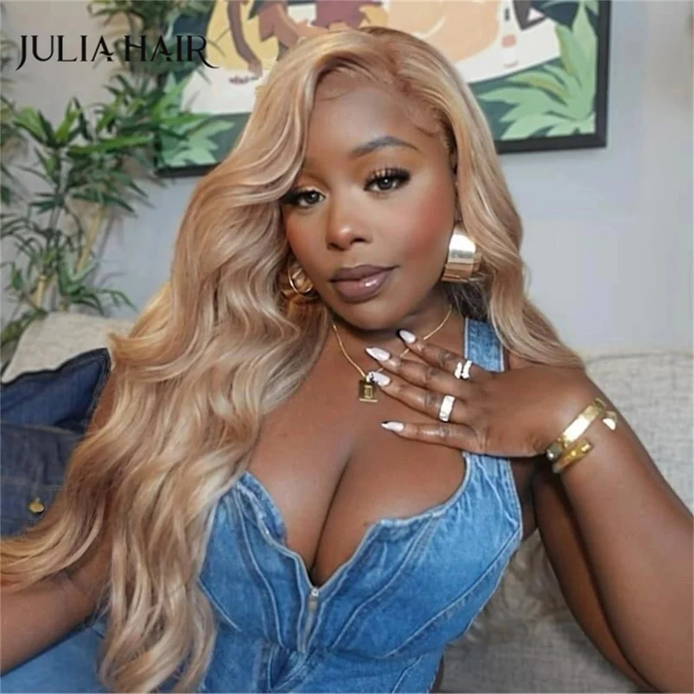 Julia Hair Pre-everything Glueless Full Lace Wig 13x4 Lace Front Body Wave Dark Blonde Champagne Color Layered Put On And Go Wig