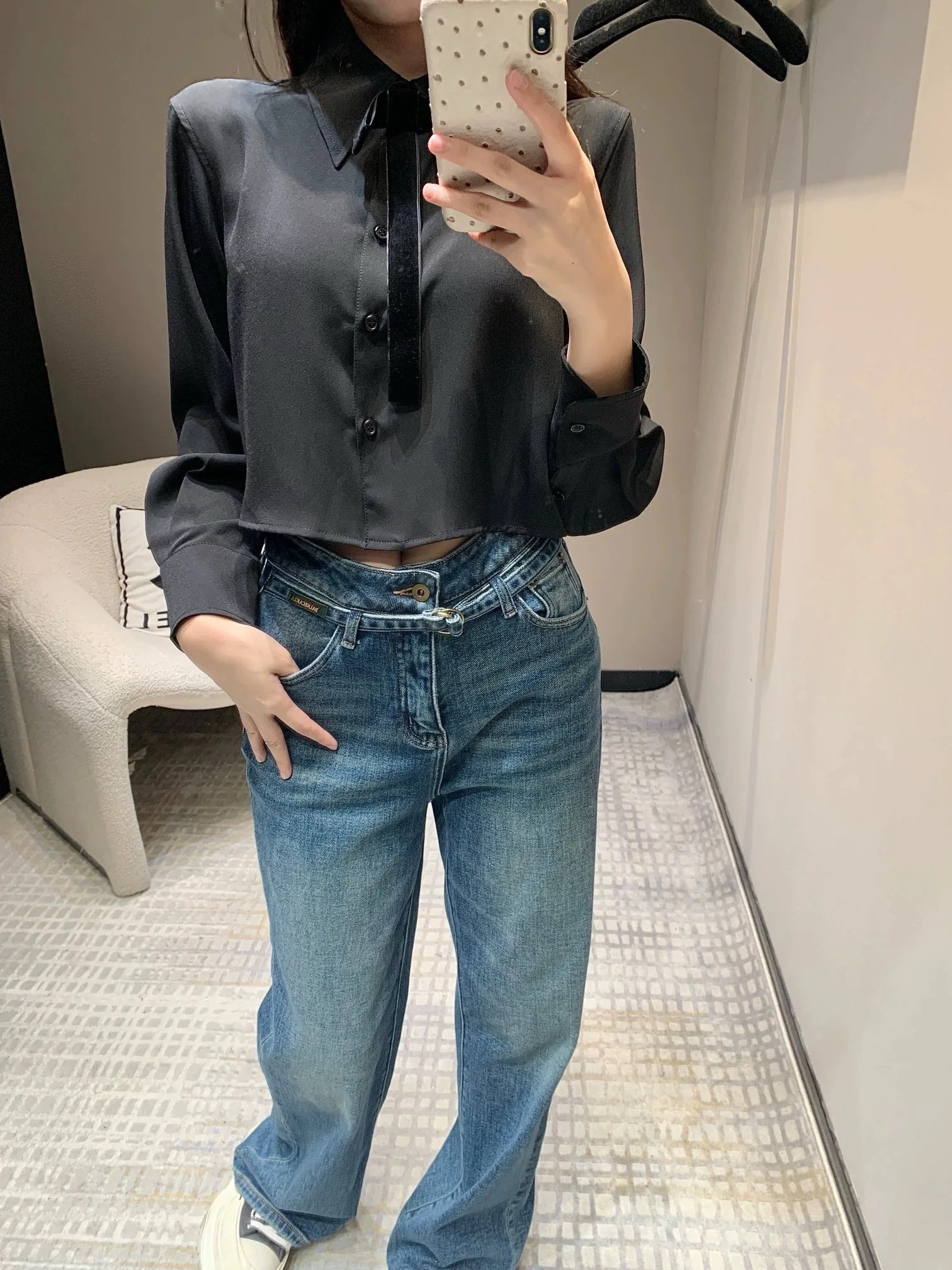 2025 primavera nuova camicia senior con risvolto in stile Herben francese stile occidentale tutto abbinato con riduzione dell'età