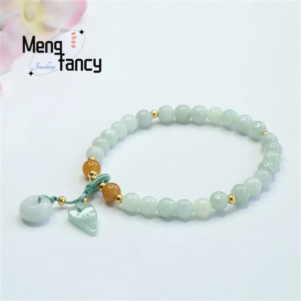 

Natural Jadeite String Peace Ring Jade Bracelet Exquisite Elegant Simple High-grade Women's Accessories Luxury Quality Jewelry