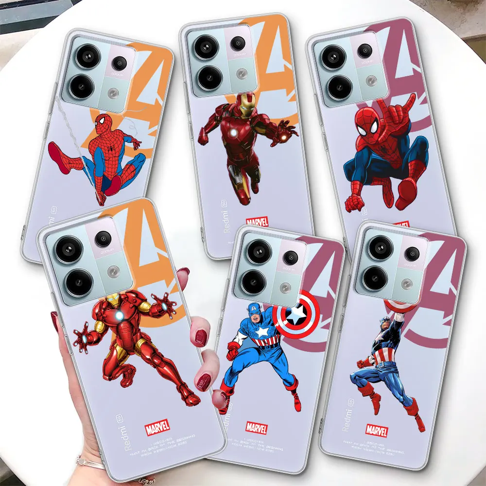 Marvel Spiderman Iron Man Case for Xiaomi Redmi 8A 9 9A 9i 9C 10 8 10C 12 7 7A 12C 10X 10A 9T 6A 6 K40 K30 Pro TPU Phone Cover