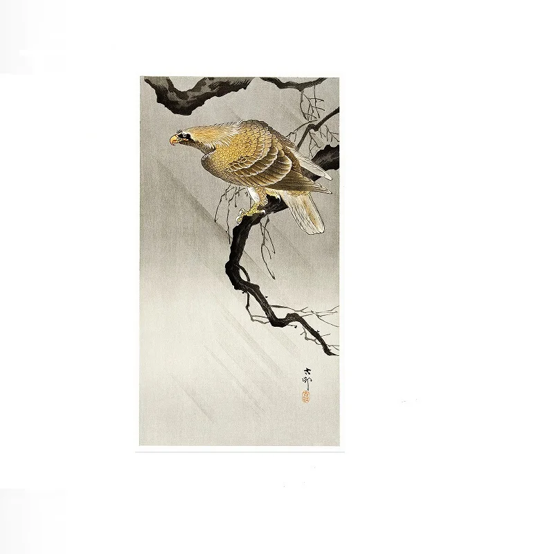 Birds on a branch (1900 - 1936) by Ohara Koson Painting, Art Print Canvas Poster, Living Room Decor, Home Wall