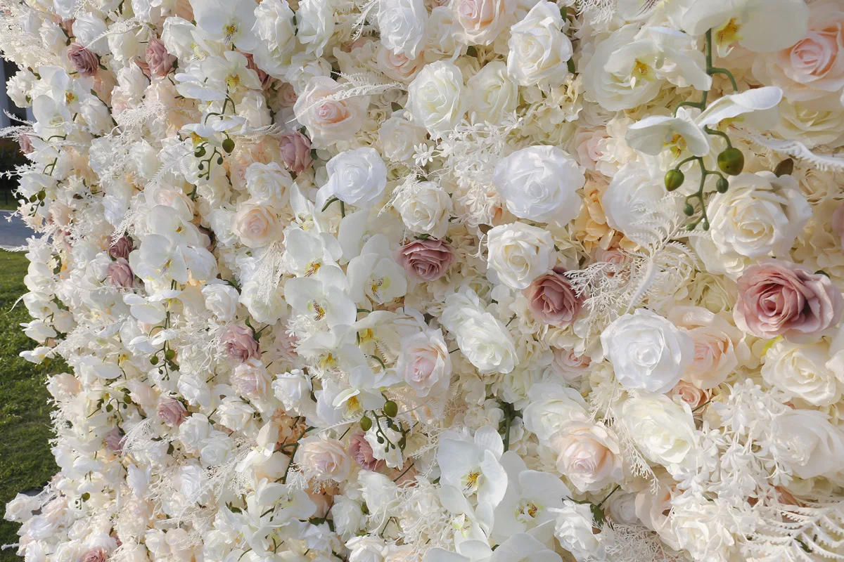 Decoration 5d 3d Rose Flowerwall 8ft X 8ft Artificial Roll up Silk Flower Wall Backdrop for Wall Decoration Custom Wedding Party