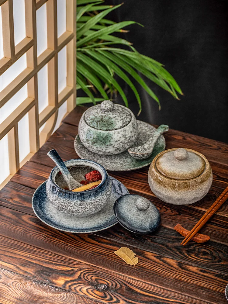 

Ретро-японская суповая миска с крышкой для одного человека, для супа из морского огурца и яичного пюре, нестандартной формы, кухонная утварь