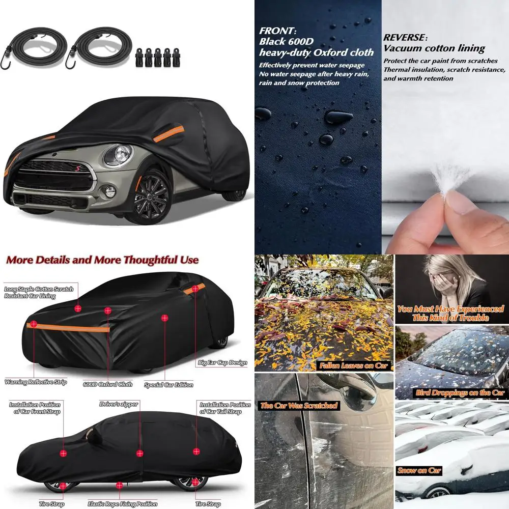 

16-слойный премиальный чехол для автомобиля Mini Cooper/S 2002-2021 годов, сверхпрочная ткань 600D, всепогодная защита от солнца, снега, дождя