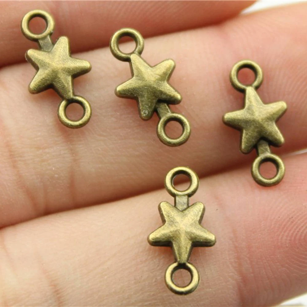 WYSIWYG 40pcs 15x7mm 3 Colors Antique Gold Color Antique Silver Color Antique Bronze Star Connector Handmade Charm