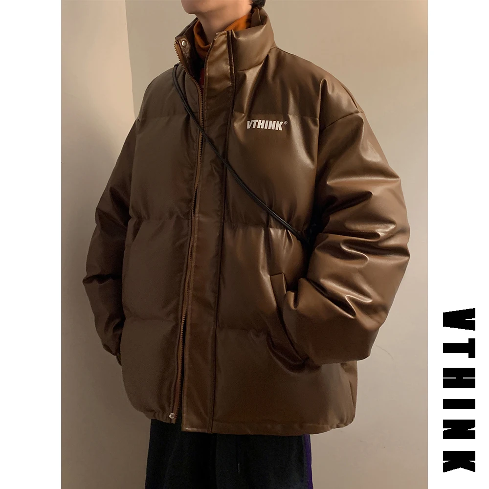 

Американская ретро-куртка из утолщенной искусственной кожи и хлопка для мужчин, зимняя, морозостойкая, с наполнителем из хлопка, молодежная повседневная верхняя одежда