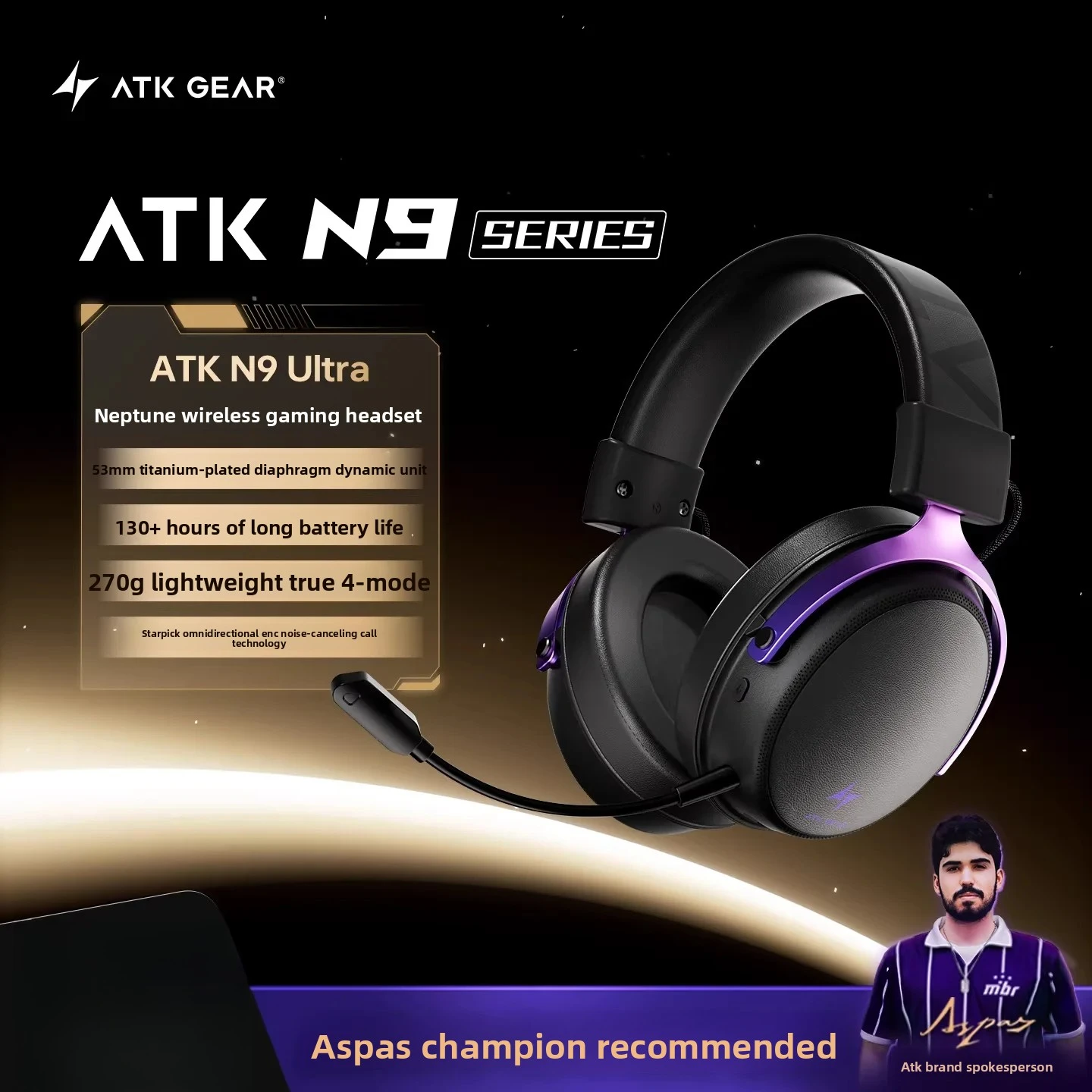 New ATK N9 Pro Ultra Headphones HiFi Wireless 3D Surround Quad