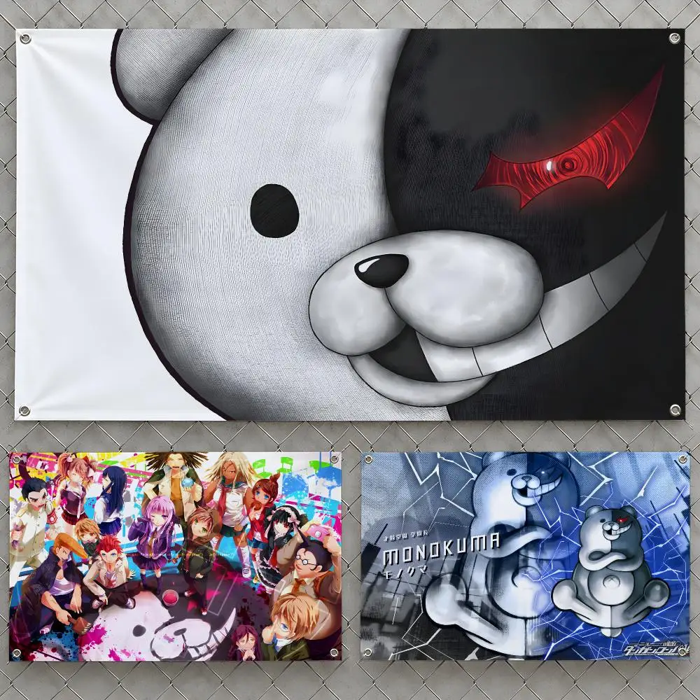 Game Danganronpa Monokuma Makoto Junko Flags Wall Hanging Flag Banners For Birthday Parties Outdoor Bedroom Dorm Room Decor