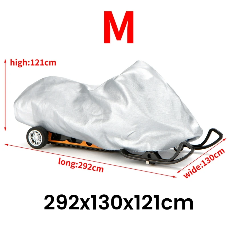 Snowmobile Cover Waterproof Dust Trailerable Sled Cover Anti-UV Winter Motorcyle Outdoor Silver