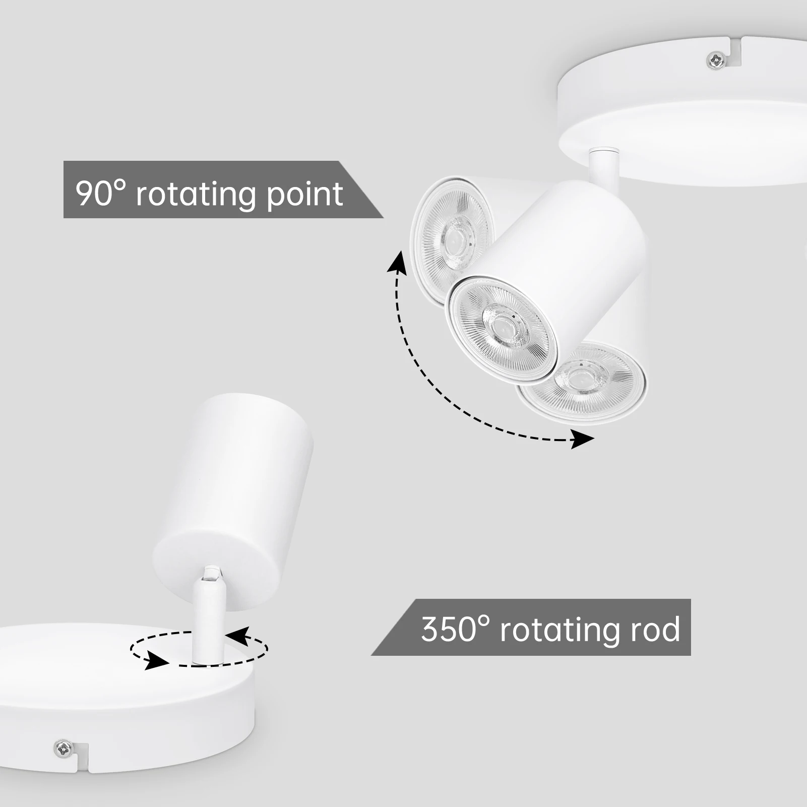 Imagem -03 - Kimjo-ajustável Gu10 Spotlight Gu10 Base Luz de Teto Rotativo Metal Moderno Lâmpada de Parede sem Lâmpadas