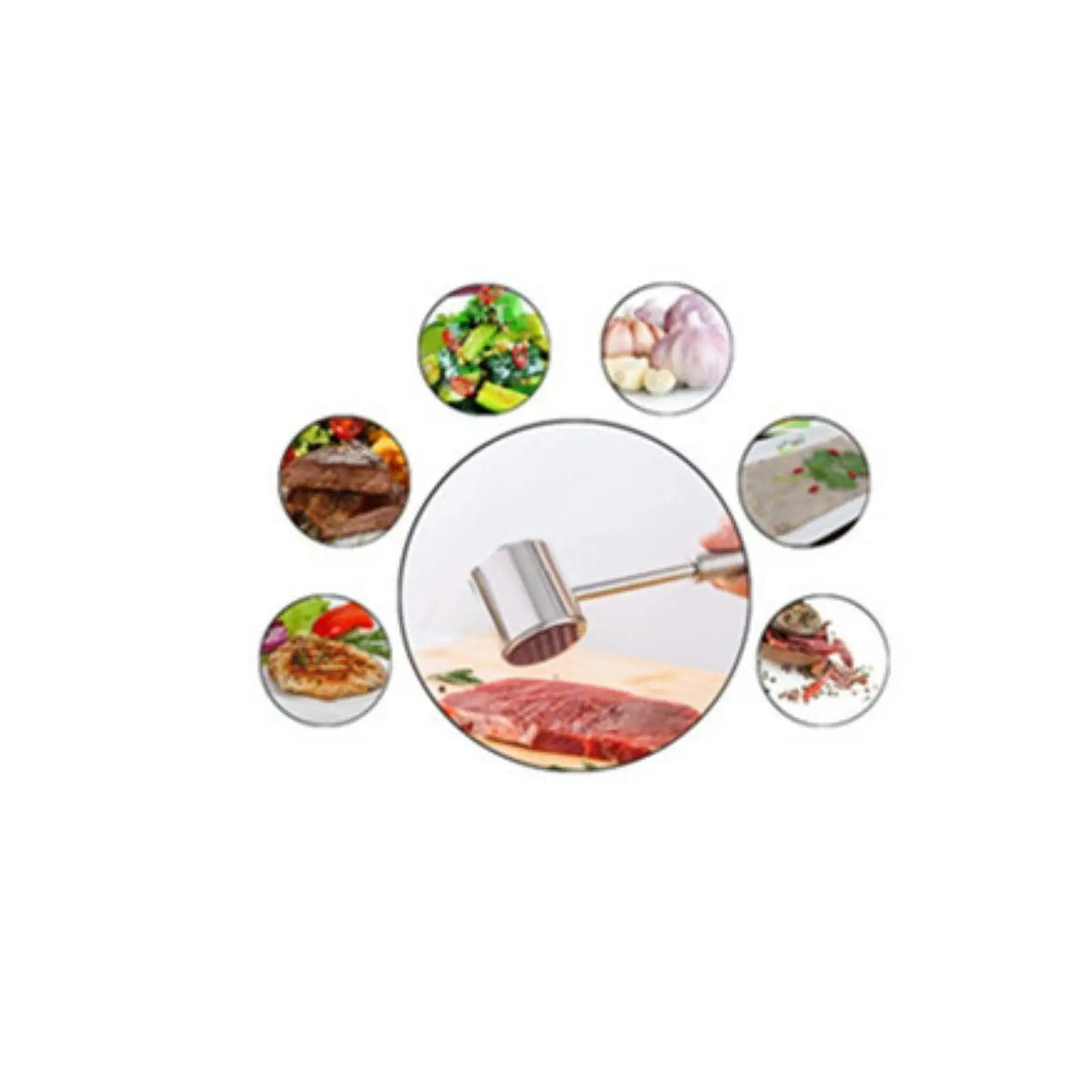 Meat Tenderizer Stainless Steel Mallet Heavy Duty Kitchen Tool Comfortable Handle for Beef Lamb Pork