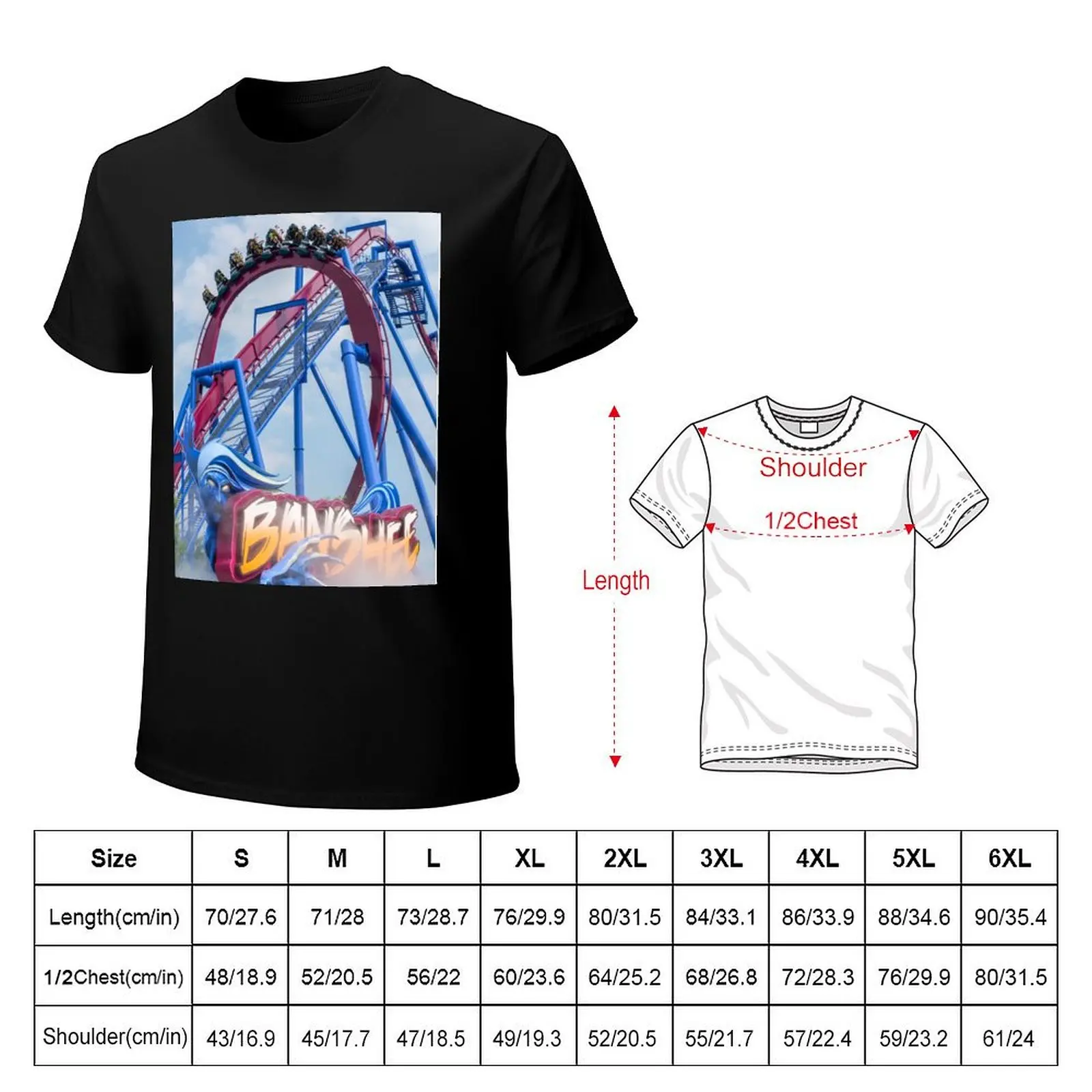Banshee Roller Coaster T-Shirt Outdoor Work Short Sleeve Top