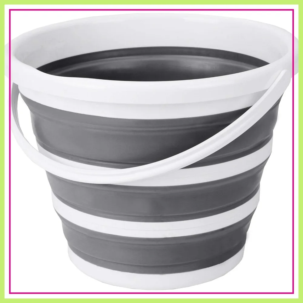 

Collapsible Bucket 10L/2.6Gal with Handle, Indoor Outdoor Portable Folding Water Container for Camping Travel Garden