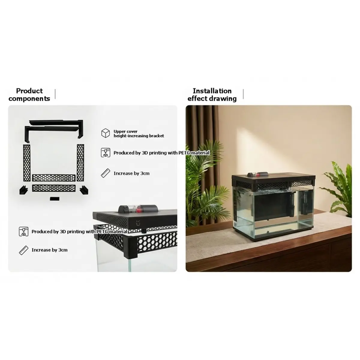 DT60 For Smart Fish Tank MYG100 3cm Height Increase Perforated Cover for Ventilation