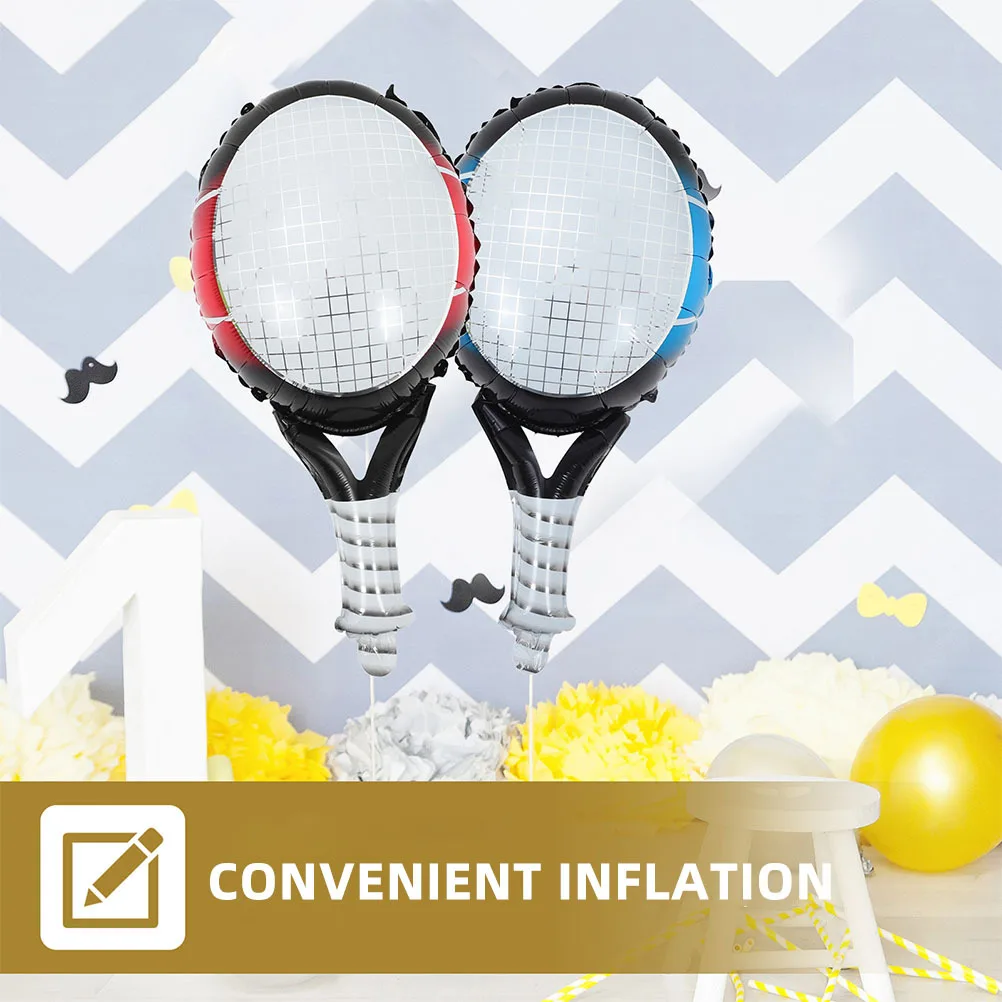 1Set Tennis Balloons Foil Racket Ball Hanging Party Decorations Tennis Birthday Supplies Aluminum Balloons