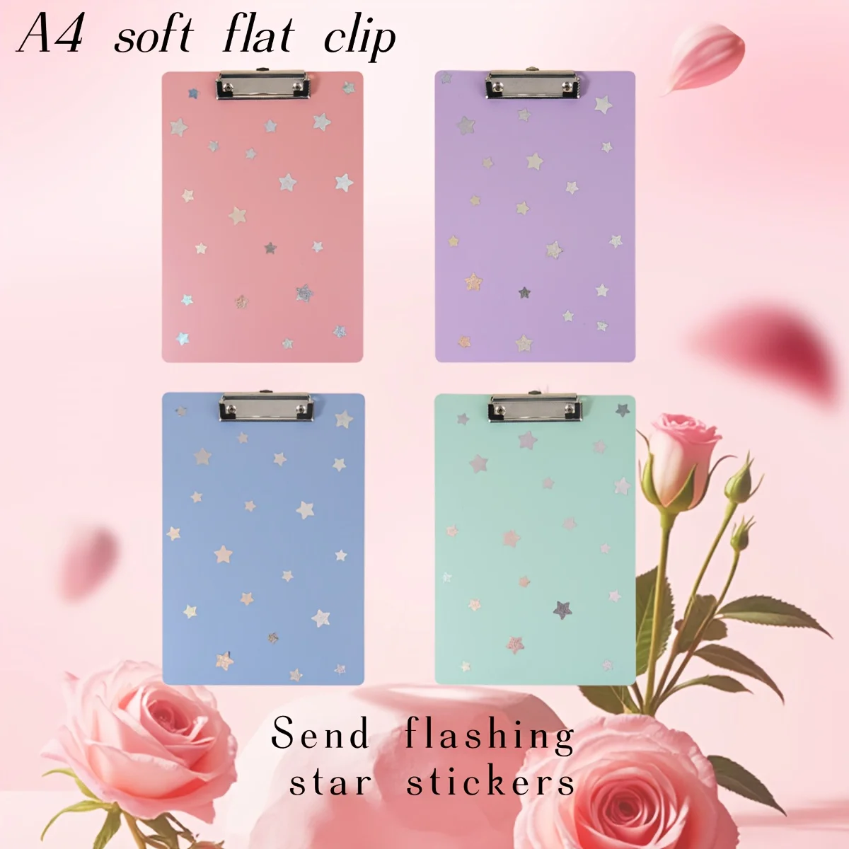 لوح كتابة على شكل نجمة لامعة مقاس A4 مع مشبك تعليق، حامل تذكرة، مجلد لوحة مستقيمة، سلسلة ألوان موراندي، مناسبة للمكتب #1
