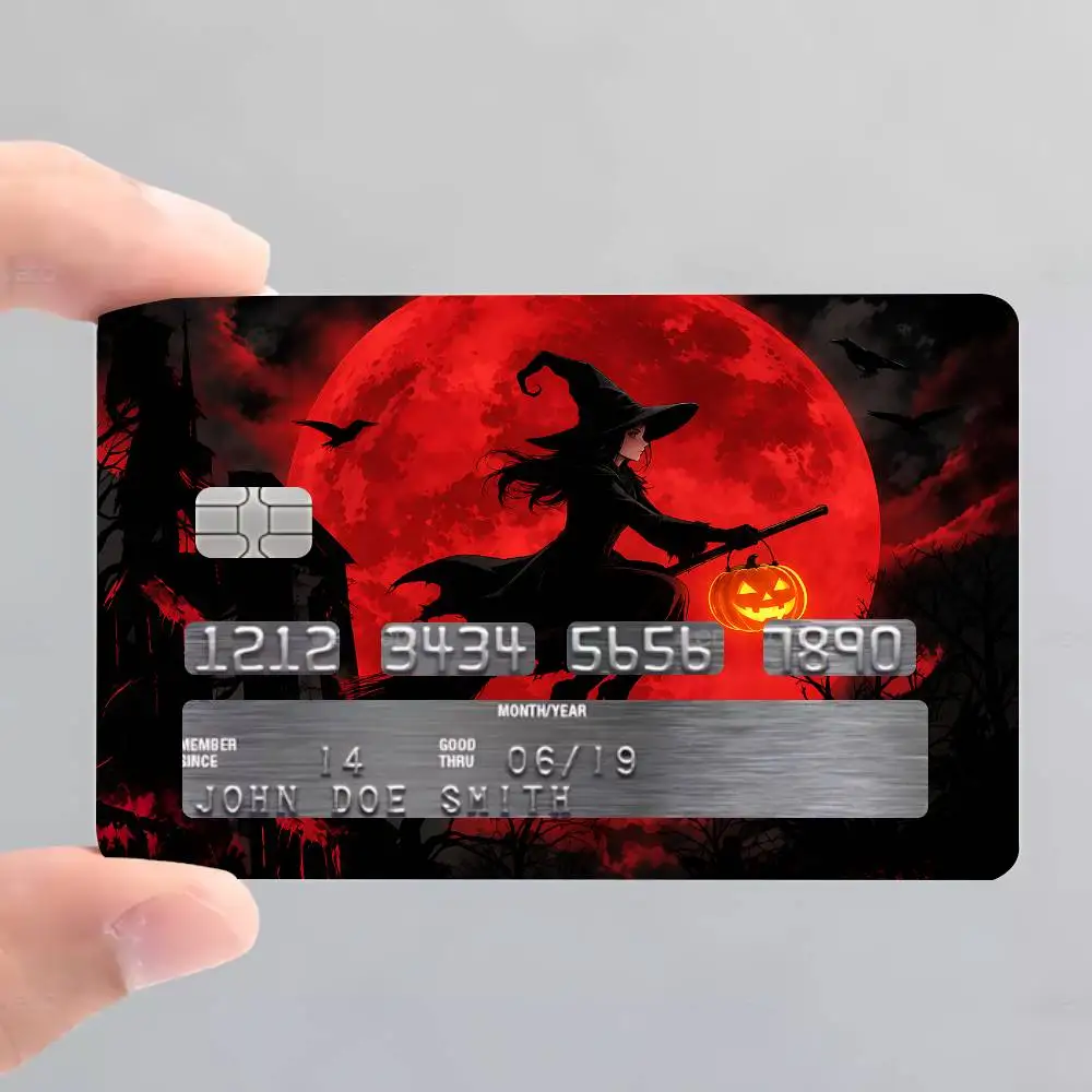 Red Moon Crow Card Stickers Credit Card Film Debit Card Sticker Skin