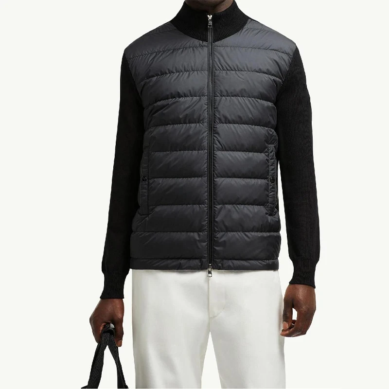 

Winter Women's Down Jacket Fashion Splicing Sweater Sleeves Zipper Coat Warm Street Outwear 2025 New Chic Casual Lady Coats