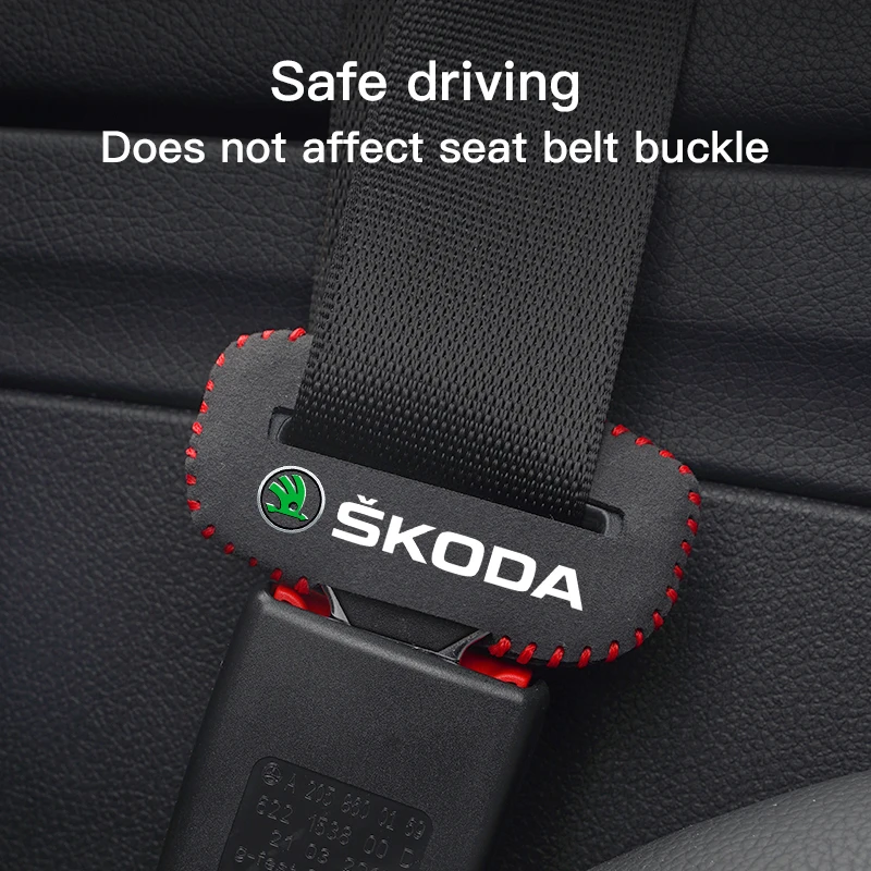 Car Logo Seat Safety Belt Buckle Cover Interior Accessories For Skoda Octavia Fabia Superb Yeti Enyaq Rapid Kodiaq Kamiq Karoq