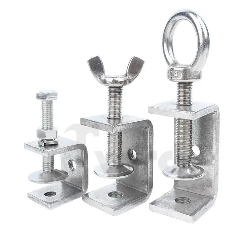 304 Stainless Steel C-clamp Steel Pipe Square Clamps 20~130mm Tiger Clamp Heavy Duty C-clamp Multi-function Hardware Fastener