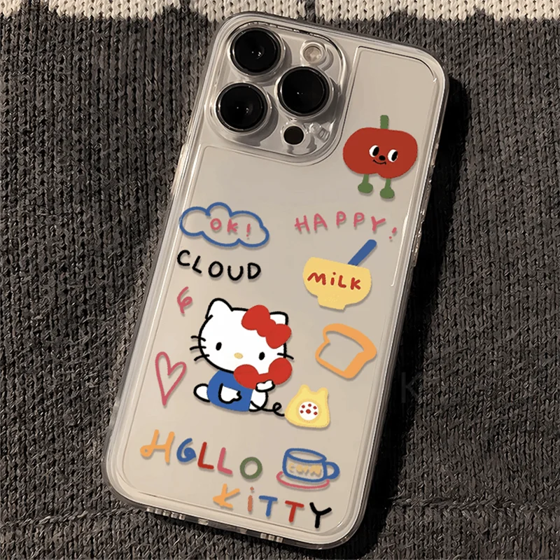 Sanrio Hello Kitty Phone Case For iPhone 15 14 13 Pro Max 11 12 13 Pro X XR XS MAX 7 8 Plus Y2K Gift Cute Soft Clear Cover