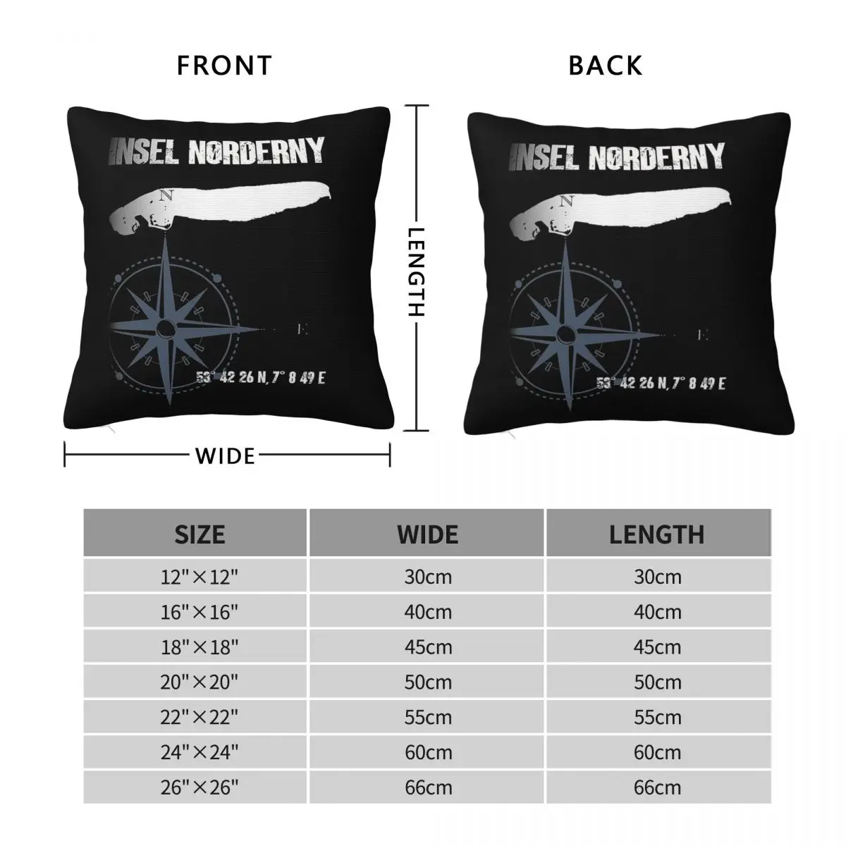 North Sea Norderney Island Coordinates Pillowcase Polyester Linen Velvet Creative Decorative Throw Pillow Case Bed Cushion Cover