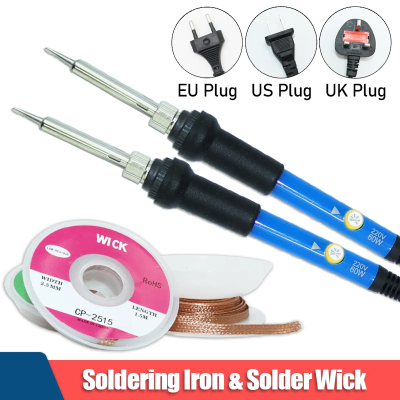 

60W Electronic Soldering Copper Solder Wire Solder Rosin Core Tin Welding Flux Iron Desoldering Braid PCB BGA Welding Accessorie