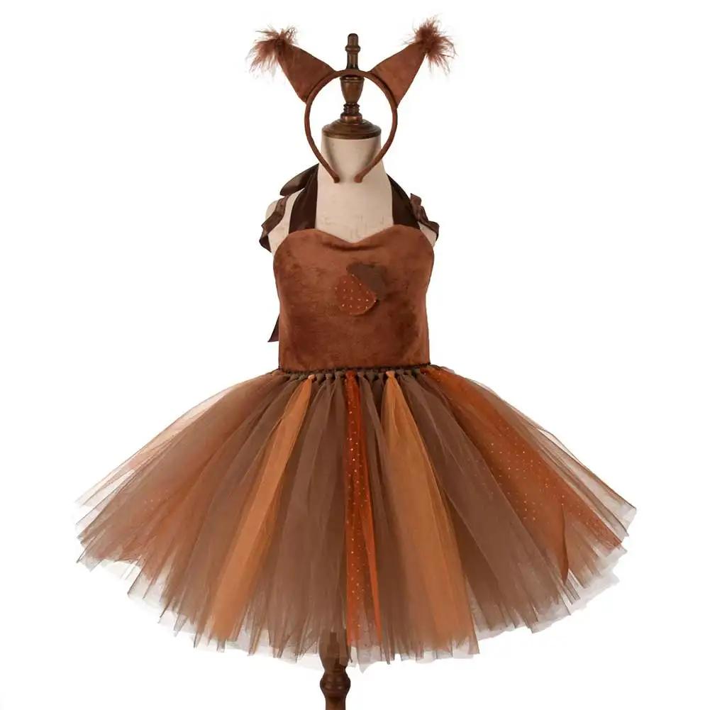 Bambini bambini scoiattolo Cosplay ragazza vestito Costume cartone animato animale gioco di ruolo Fantasia Tutu gonna Halloween carnevale