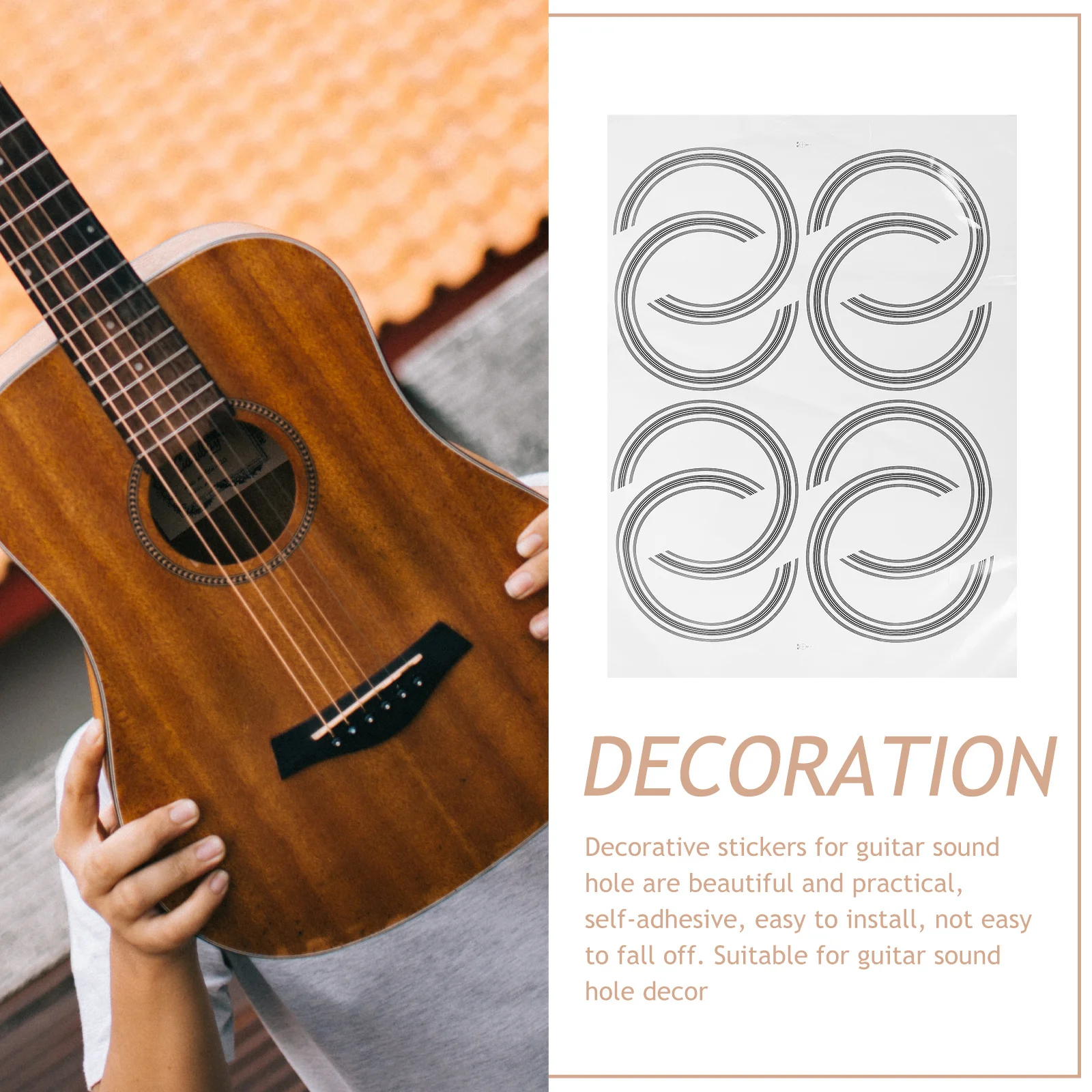 

8Pcs Guitar Soundhole Stickers Decorative Inlay Rings for Sound Hole Protection and Aesthetic Enhancement Guitar Inlay Stickers