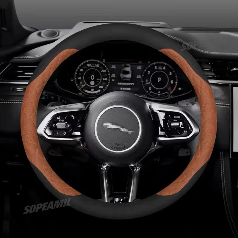 Car Chamois Steering Wheel Cover For Jaguar E-PACE F-PACE F-TYPE I-PACE X-Type S-Type XE XF XK XJR XKR XJS XFR XJ XEL XFL SLIP